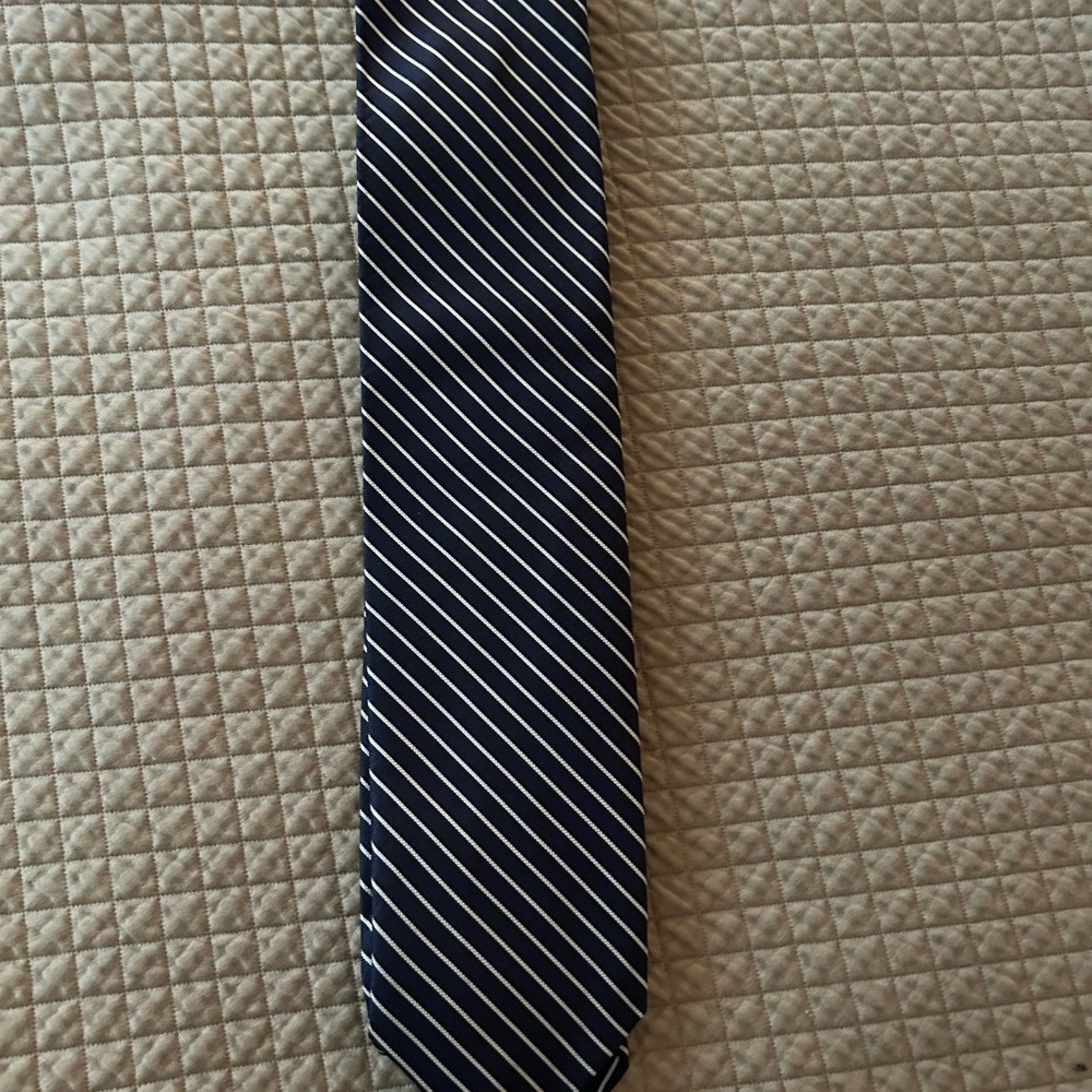 Robert Talbott Navy and White Diagonal Stripe Tie